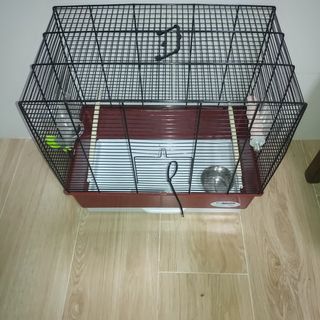 Jaula pajaros negra y roja