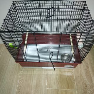 Jaula pajaros negra y roja