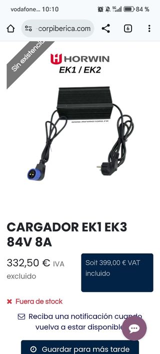 Cargador Horwin EK1/EK3 84V 8A