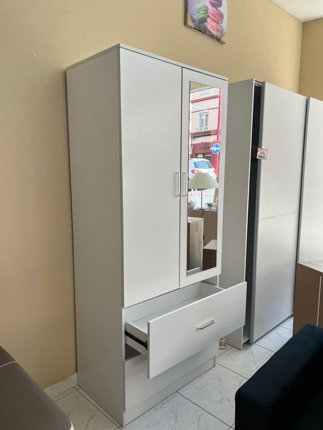 Armario blanco 2 puertas 2 cajones