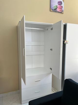 Armario blanco 2 puertas 2 cajones