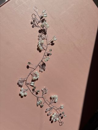 Tocado novia: perlas & brillos plata