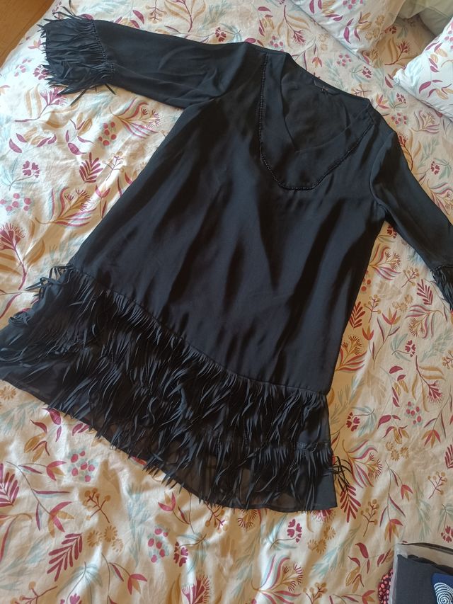 Vestido negro flecos - Talla única