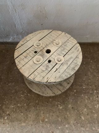 Mesa bobina madera blanca