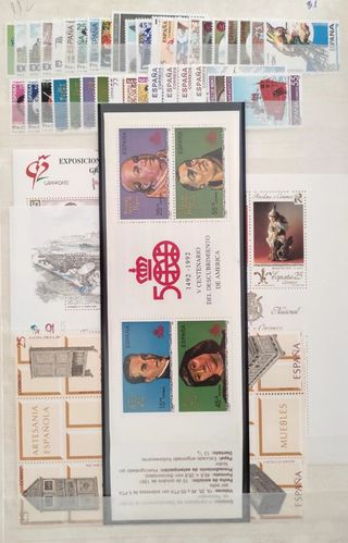 Colecciones sellos 1990,1991,1992 y 1993 ESPAÑA