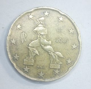 Moneda 20 céntimos Italia 2005