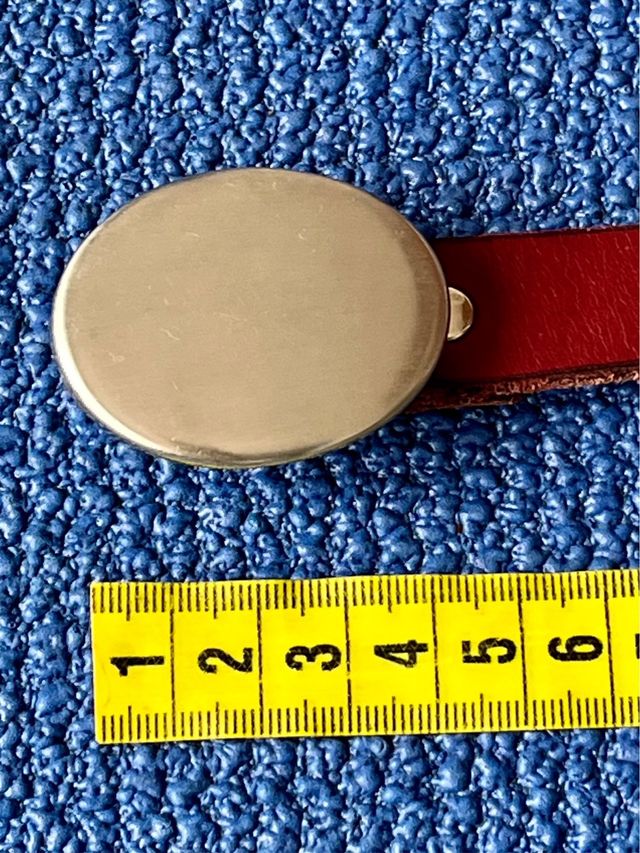 Cinturón cuero rojo oscuro - Hebilla plata mate