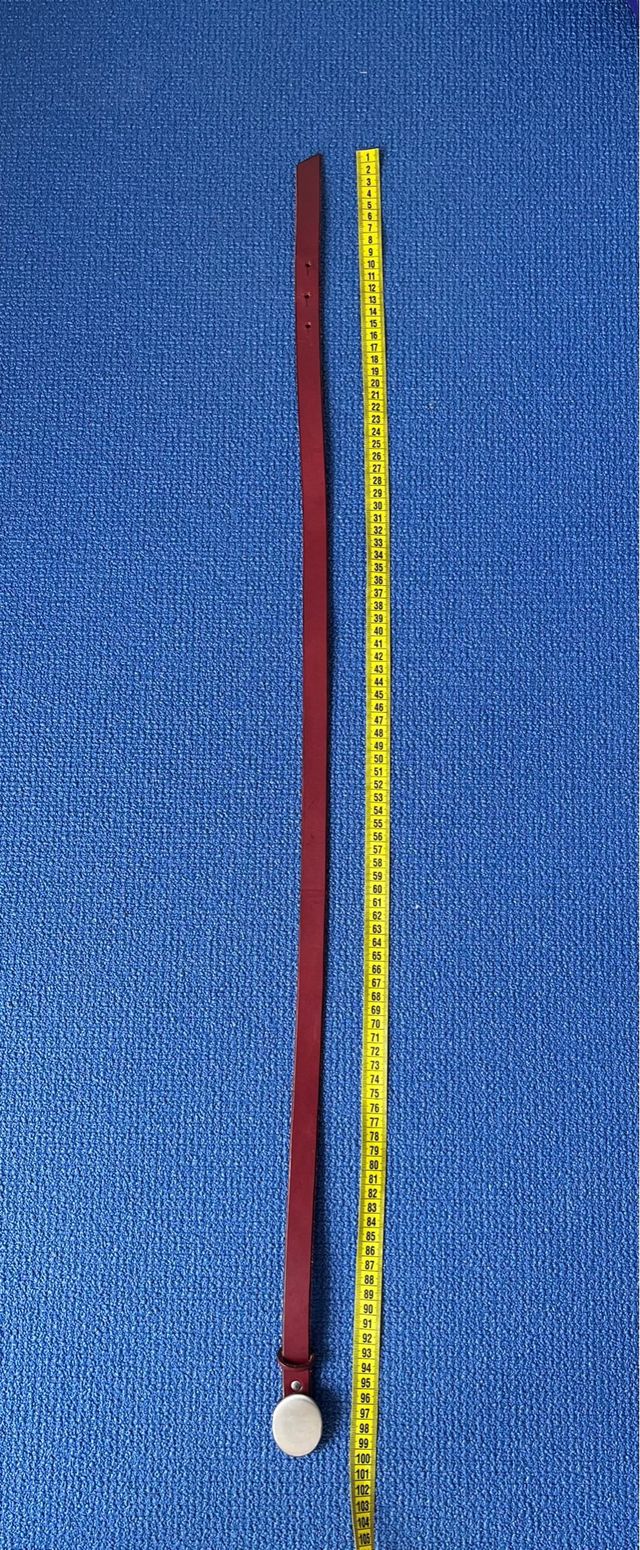 Cinturón cuero rojo oscuro - Hebilla plata mate