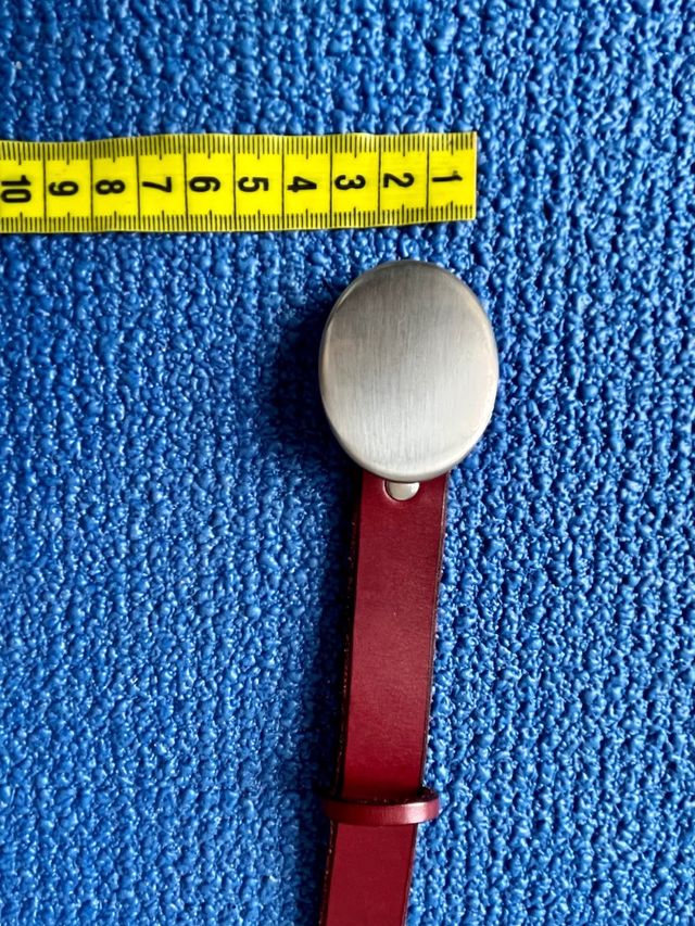 Cinturón cuero rojo oscuro - Hebilla plata mate