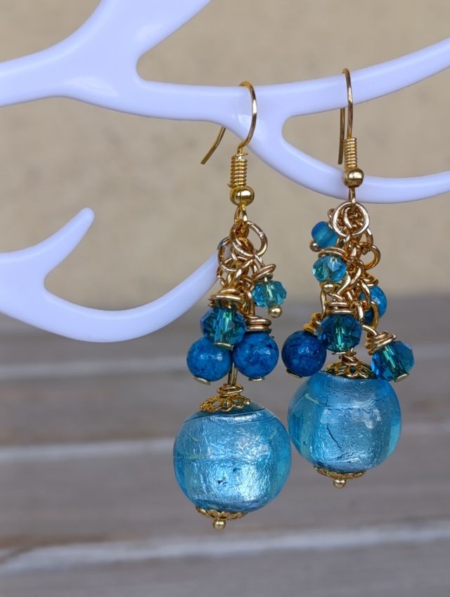 Orecchini Murano: Azzurro e Oro