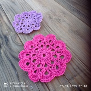 Posavasos ganchillo rojo-rosa