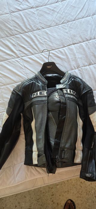 Mono moto Berik piel negro-blanco