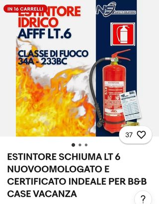 Estintore Schiuma 6kg - Nuovo
