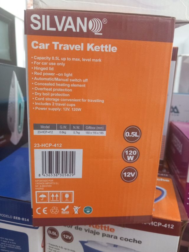 Hervidor de viaje Silvano 0.5L 12V