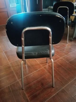 SILLA OFICINA NEGRA Y METAL VINTAGE
