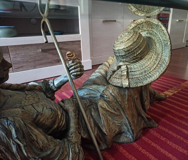 Mesa centro bronce & cristal