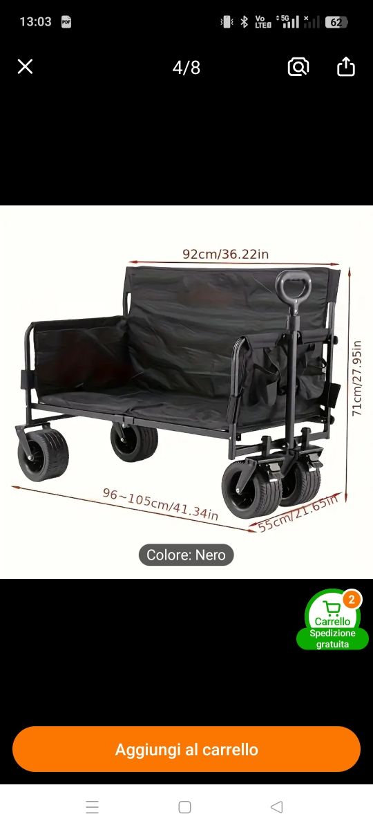 Carrello pieghevole trasporto