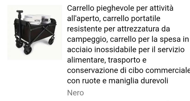 Carrello pieghevole trasporto