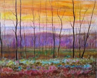 Cuadro óleo paisaje otoñal 81x65cm