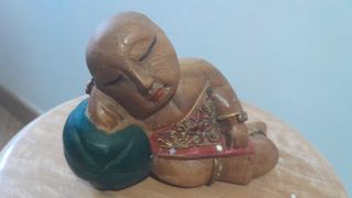 Figuras artesanía madera policromada asiática