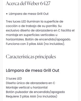 Luz LED Weber para Barbacoa