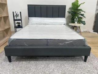 Cama gris - cabecera capitoné