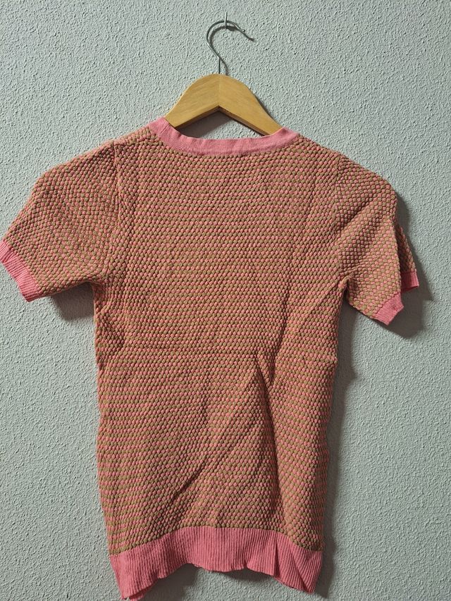 Camiseta Zara rosa y marrón - Talla S