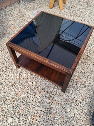 Mesa centro madera-vidrio negra