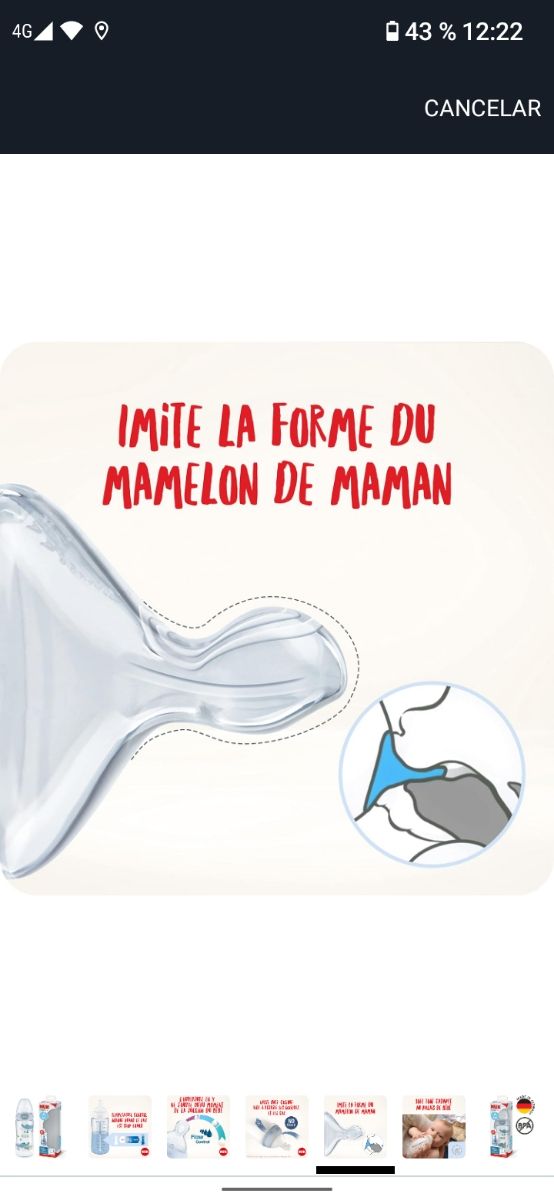 Biberón NUK acero inoxidable 125ml con asas azul 