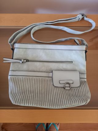 Bolso bandolera gris y blanco