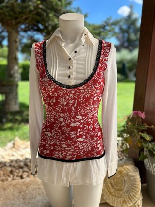 Blusa Maglia Rossa e Bianca Tg L