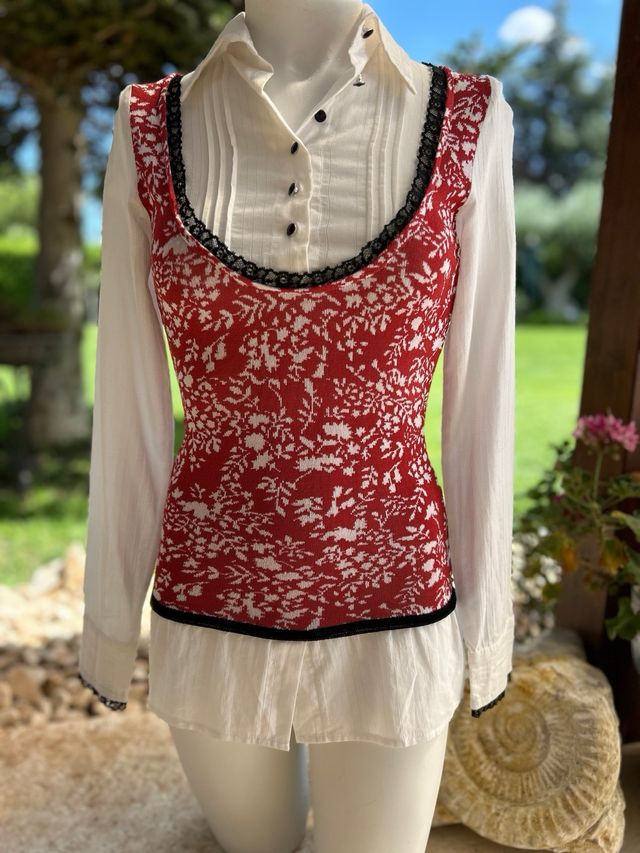 Blusa Maglia Rossa e Bianca Tg L