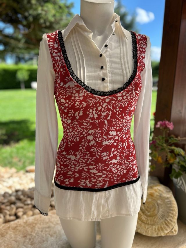 Blusa Maglia Rossa e Bianca Tg L