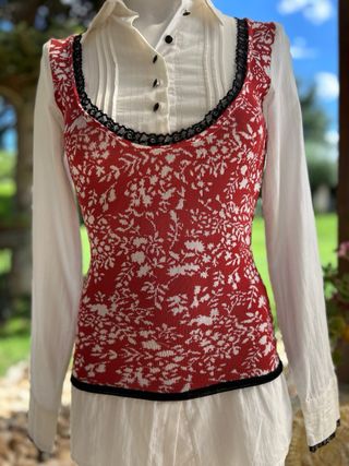 Blusa Maglia Rossa e Bianca Tg L