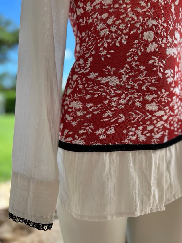 Blusa Maglia Rossa e Bianca Tg L