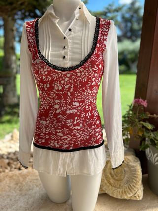 Blusa Maglia Rossa e Bianca Tg L