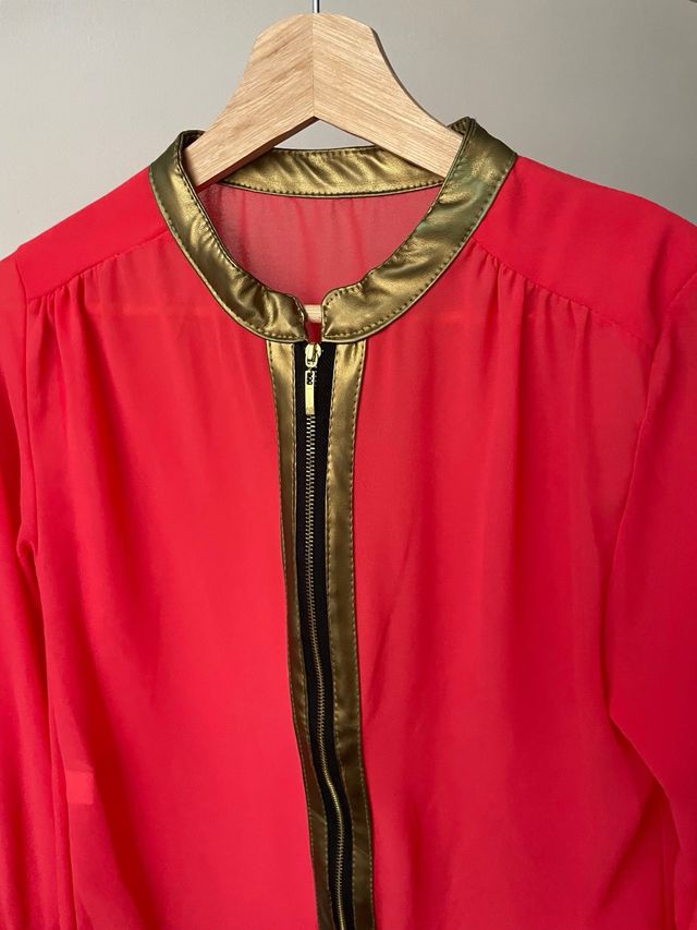 Blusa Lefties coral/fucsia y dorada - Talla M