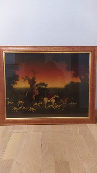 Cuadro caza inglesa - Óleo sobre madera