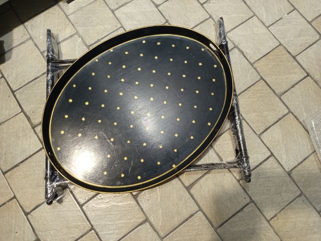 Tavolino vintage metallo nero-oro Fecarotta