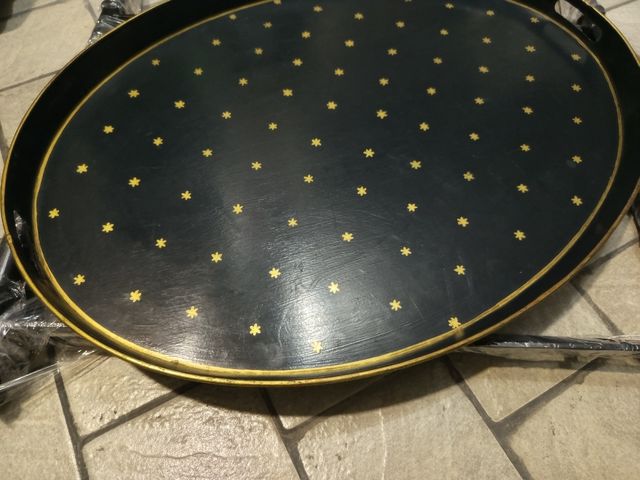 Tavolino vintage metallo nero-oro Fecarotta