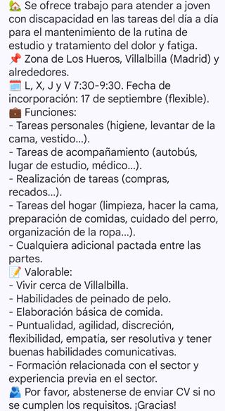 Asistencia a joven con discapacidad