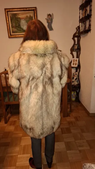 Chaquetón piel zorro azul-blanco