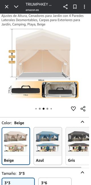 Carpa TRIUMPHKEY 3x3 beige