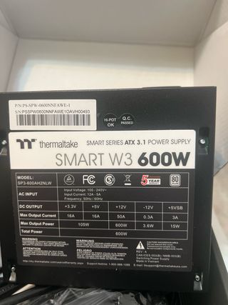 Fuente alimentación Thermaltake Smart W3 600W