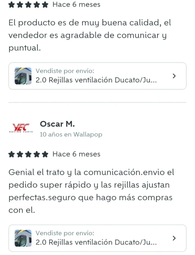 2.0 Rejillas ventilación Ducato/Jumper/Boxer 2ud