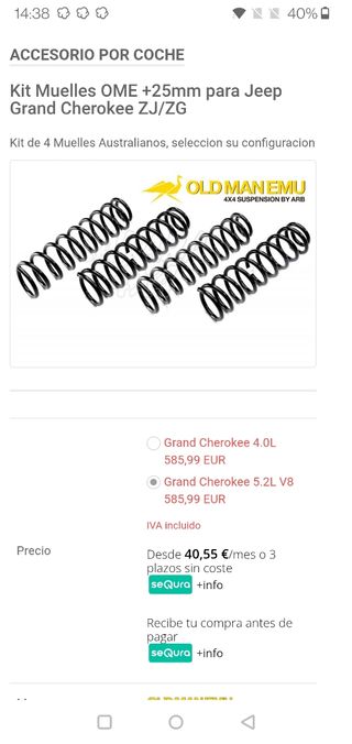 4 Muelles OMP Australianos JEEP GRAND CHEROKEE 