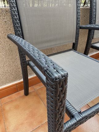 Conjunto 4 sillas ratán jardín - Negro/Gris