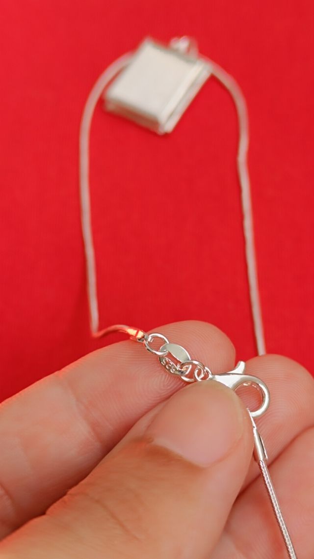 Collar relicario libro plata