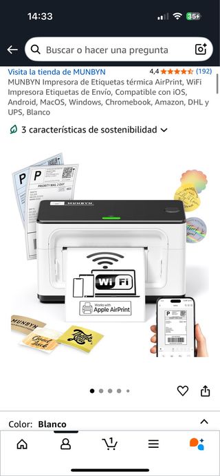 Impresora MUNBYN etiquetas térmicas
