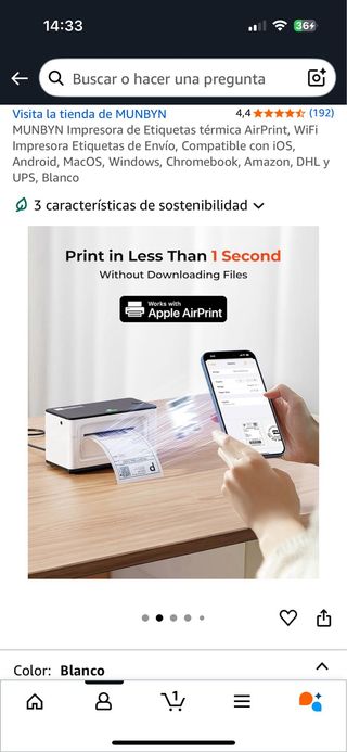 Impresora MUNBYN etiquetas térmicas